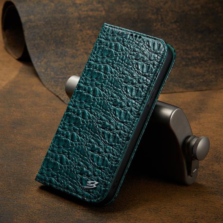 For iPhone 17e / 16e Fierre Shann Crocodile Texture Magnetic Genuine Leather Phone Case(Green)