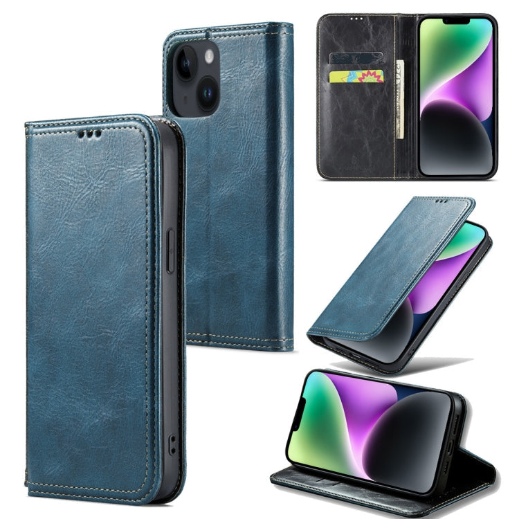 For iPhone 15 Plus Fierre Shann Vintage Bark Texture Wallet Leather Phone Case(Green)