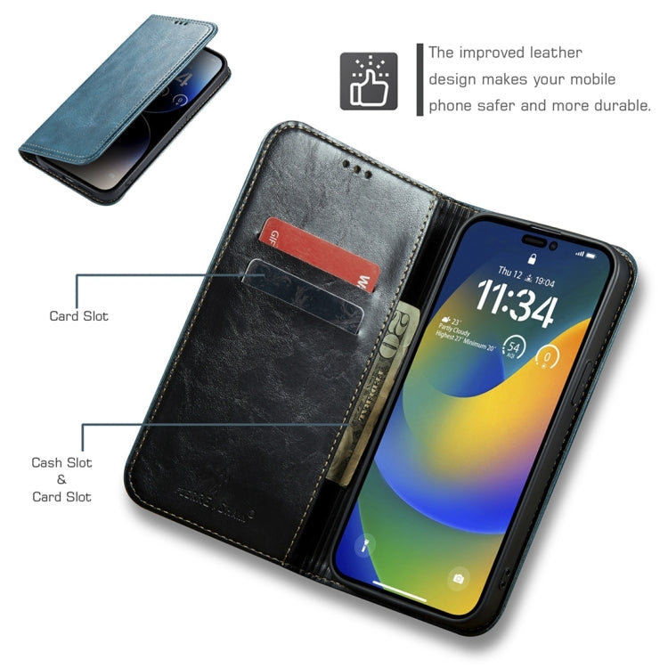 For iPhone 15 Plus Fierre Shann Vintage Bark Texture Wallet Leather Phone Case(Green)