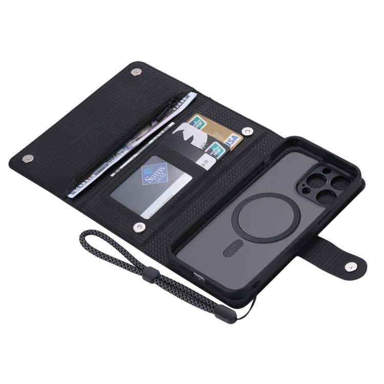 For iPhone 13 ViLi GHB Series MagSafe Magnetic Zipper Leather Phone Case(Black)