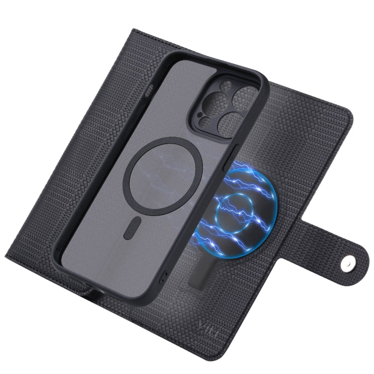 For iPhone 13 ViLi GHB Series MagSafe Magnetic Zipper Leather Phone Case(Black)