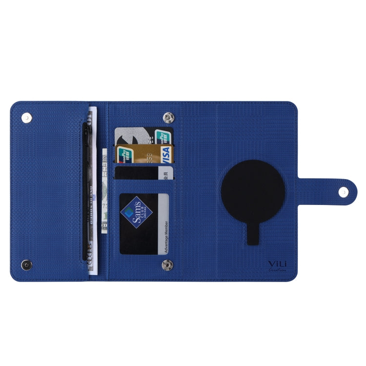 For iPhone 14 Pro Max ViLi GHB Series MagSafe Magnetic Zipper Leather Phone Case(Blue)