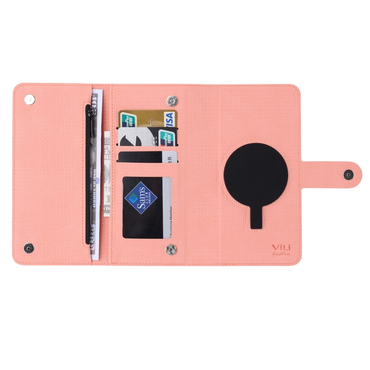 For iPhone 13 Pro ViLi GHB Series MagSafe Magnetic Zipper Leather Phone Case(Pink)