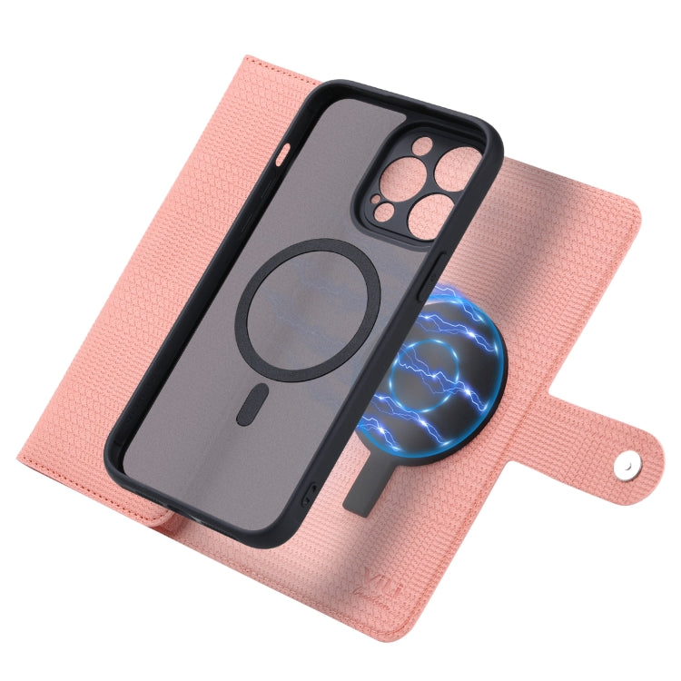 For iPhone 13 Pro ViLi GHB Series MagSafe Magnetic Zipper Leather Phone Case(Pink)
