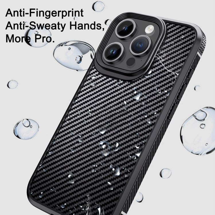 For iPhone 15 Pro iPAKY MG Series Carbon Fiber PC + TPU Protective Phone Case(Blue)