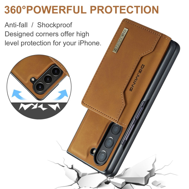 For Samsung Galaxy Z Fold6 DG.MING M2 Series 3-Fold Multi Card Bag + Magnetic Phone Case(Brown)