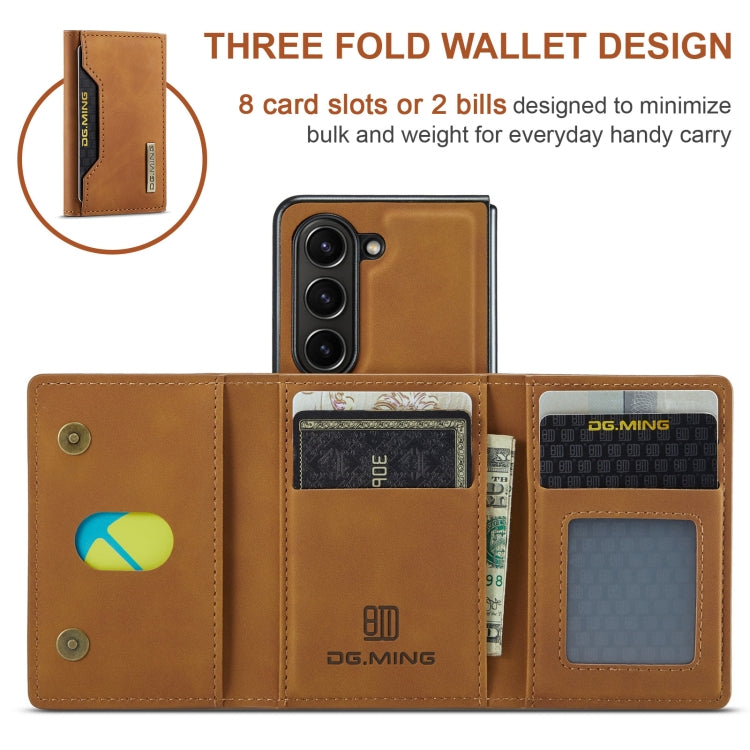 For Samsung Galaxy Z Fold6 DG.MING M2 Series 3-Fold Multi Card Bag + Magnetic Phone Case(Brown)