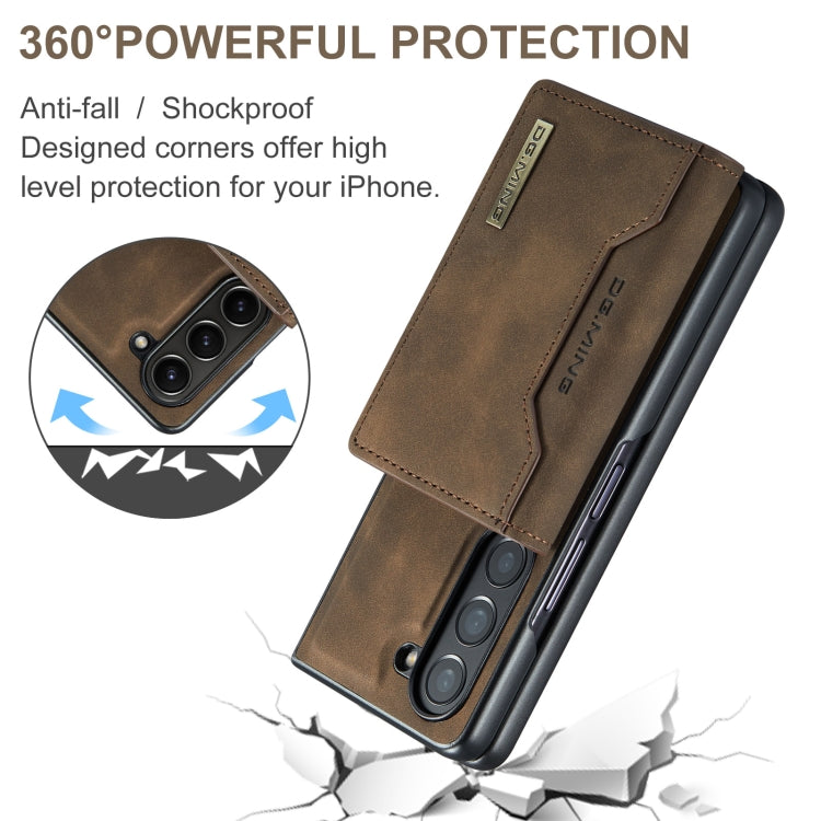 For Samsung Galaxy Z Fold6 DG.MING M2 Series 3-Fold Multi Card Bag + Magnetic Phone Case(Coffee)