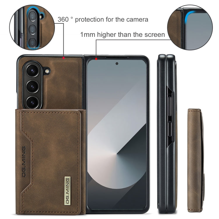 For Samsung Galaxy Z Fold6 DG.MING M2 Series 3-Fold Multi Card Bag + Magnetic Phone Case(Coffee)