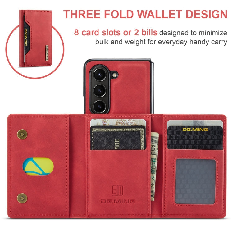 For Samsung Galaxy Z Fold6 DG.MING M2 Series 3-Fold Multi Card Bag + Magnetic Phone Case(Red)