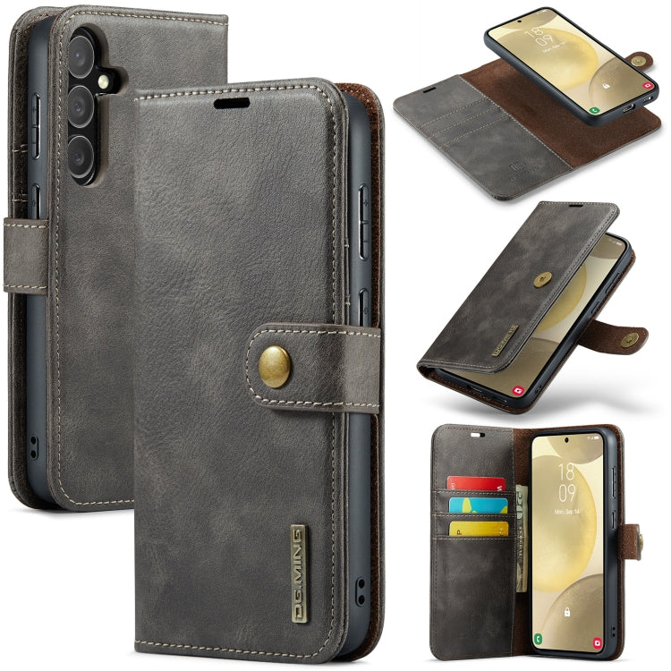 For Samsung Galaxy S24+ 5G DG.MING Crazy Horse Texture Detachable Magnetic Leather Case(Grey)