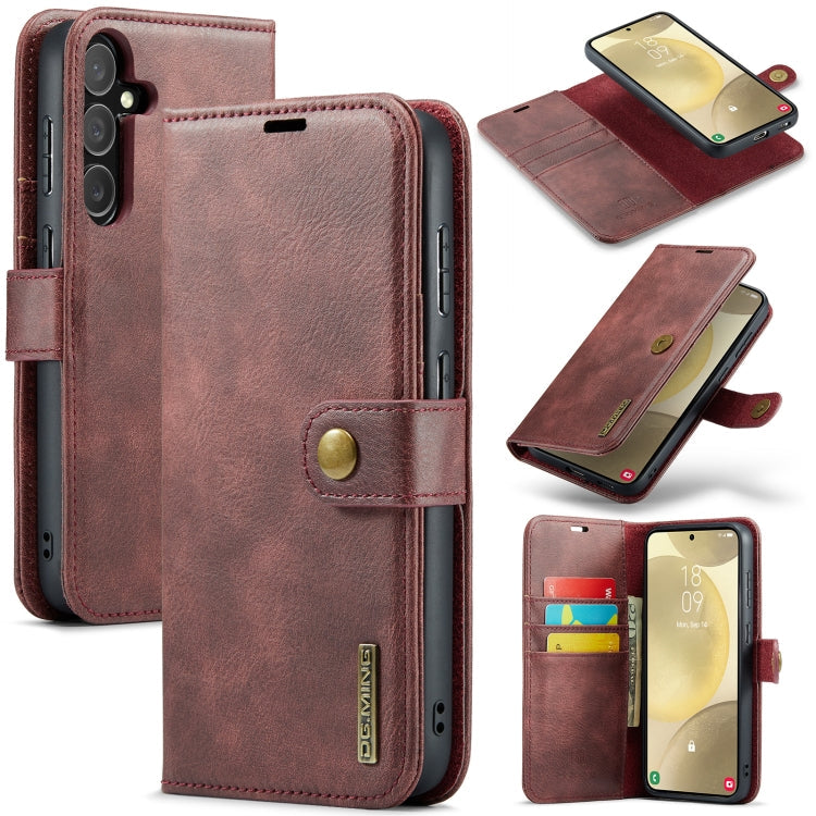 For Samsung Galaxy S24 5G DG.MING Crazy Horse Texture Detachable Magnetic Leather Case(Red)