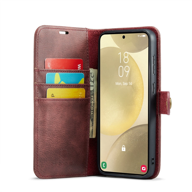 For Samsung Galaxy S24 5G DG.MING Crazy Horse Texture Detachable Magnetic Leather Case(Red)