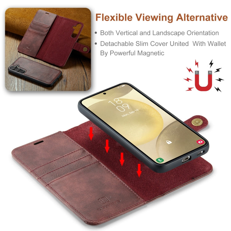 For Samsung Galaxy S24 5G DG.MING Crazy Horse Texture Detachable Magnetic Leather Case(Red)