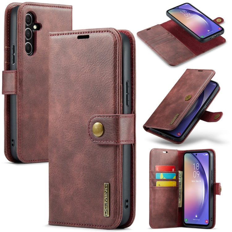 For Samsung Galaxy A35 5G DG.MING Crazy Horse Texture Detachable Magnetic Leather Case(Red)