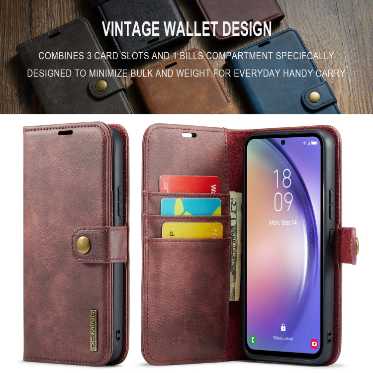 For Samsung Galaxy A35 5G DG.MING Crazy Horse Texture Detachable Magnetic Leather Case(Red)