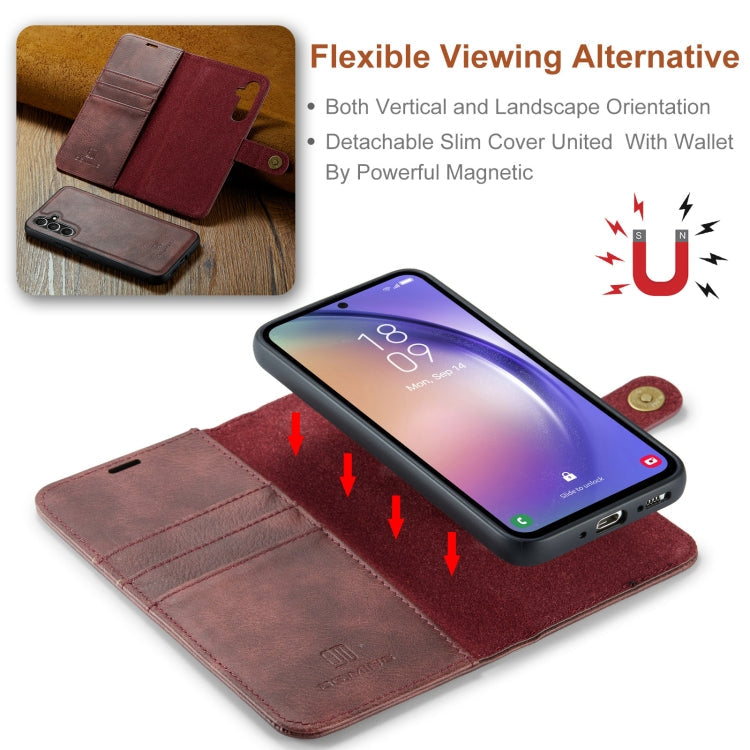 For Samsung Galaxy A35 5G DG.MING Crazy Horse Texture Detachable Magnetic Leather Case(Red)