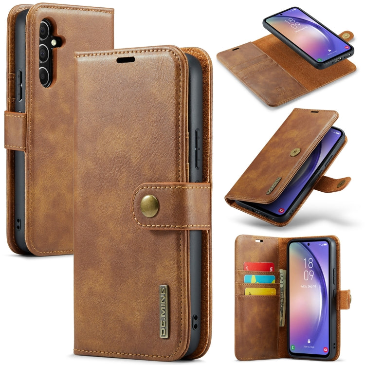 For Samsung Galaxy A35 5G DG.MING Crazy Horse Texture Detachable Magnetic Leather Case(Brown)