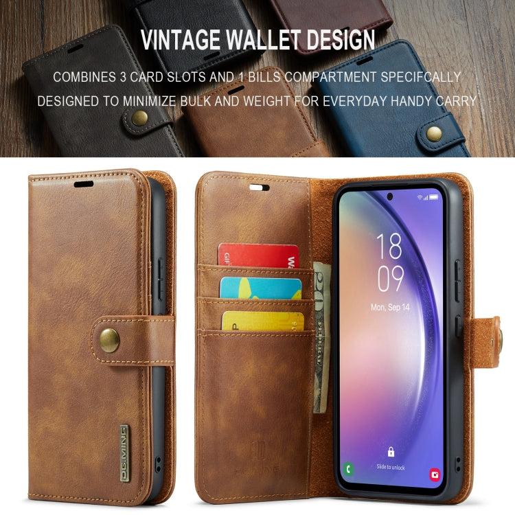 For Samsung Galaxy A35 5G DG.MING Crazy Horse Texture Detachable Magnetic Leather Case(Brown)