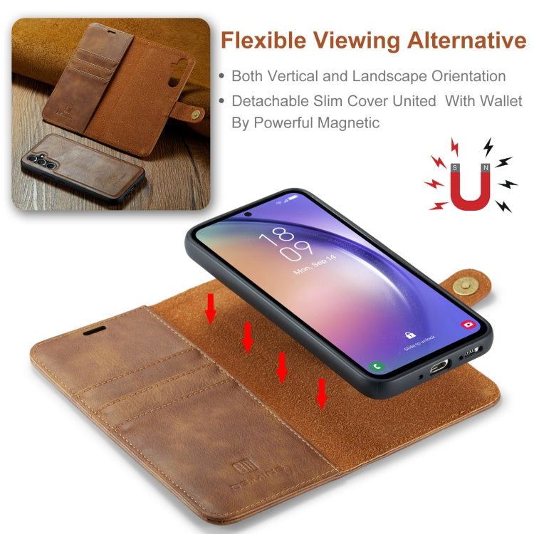 For Samsung Galaxy A35 5G DG.MING Crazy Horse Texture Detachable Magnetic Leather Case(Brown)