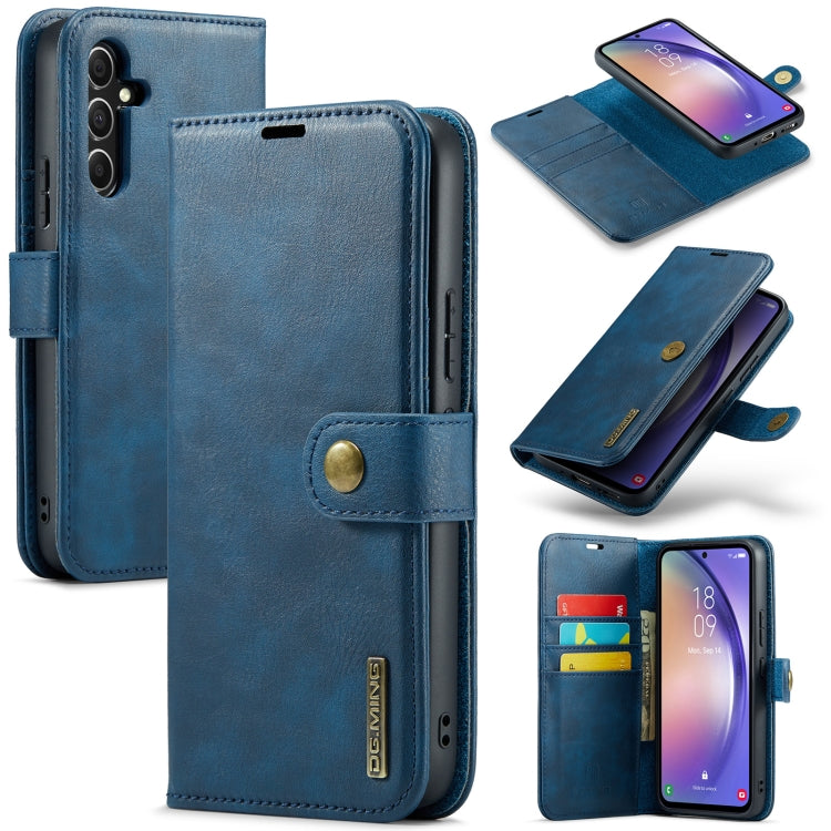 For Samsung Galaxy A35 5G DG.MING Crazy Horse Texture Detachable Magnetic Leather Case(Blue)