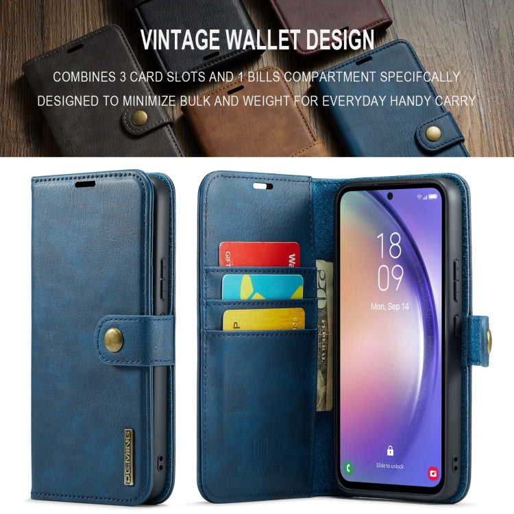 For Samsung Galaxy A35 5G DG.MING Crazy Horse Texture Detachable Magnetic Leather Case(Blue)