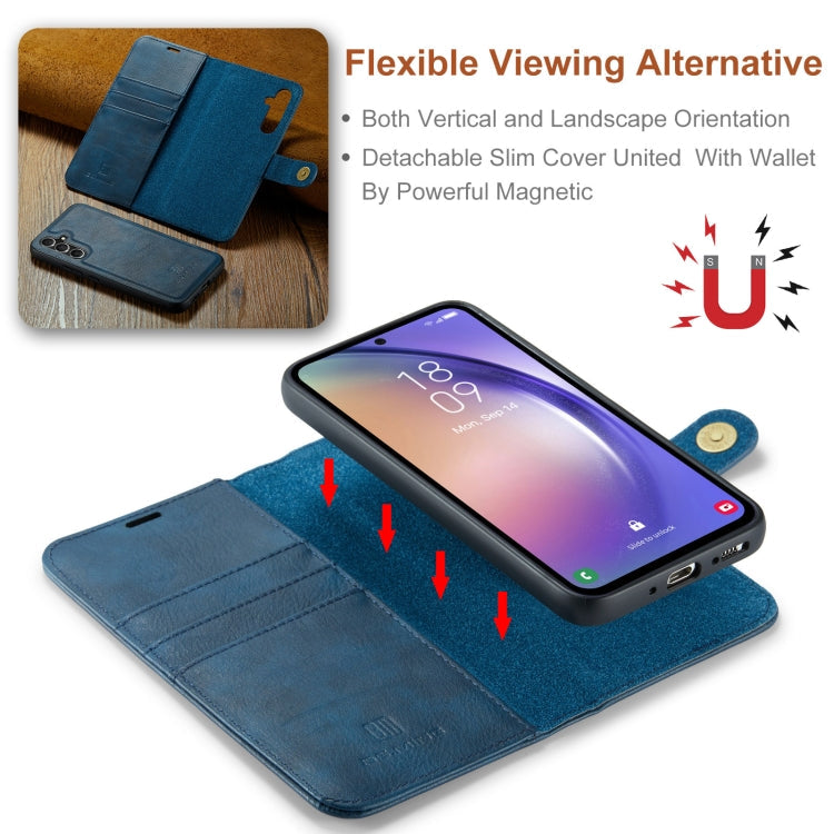 For Samsung Galaxy A35 5G DG.MING Crazy Horse Texture Detachable Magnetic Leather Case(Blue)