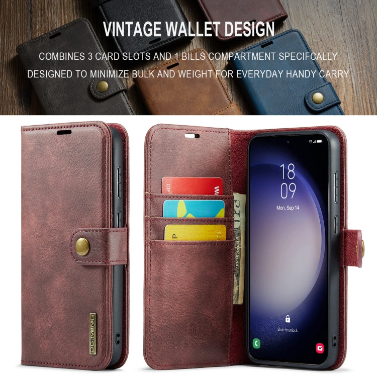 For Samsung Galaxy A55 5G DG.MING Crazy Horse Texture Detachable Magnetic Leather Case(Red)
