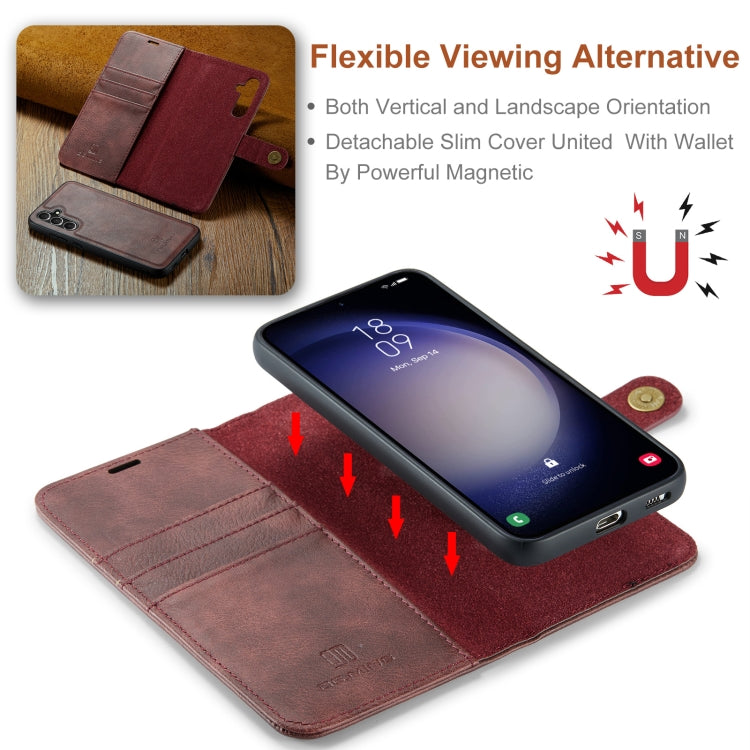 For Samsung Galaxy A55 5G DG.MING Crazy Horse Texture Detachable Magnetic Leather Case(Red)