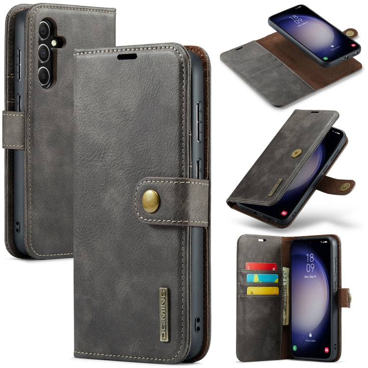 For Samsung Galaxy A55 5G DG.MING Crazy Horse Texture Detachable Magnetic Leather Case(Grey)