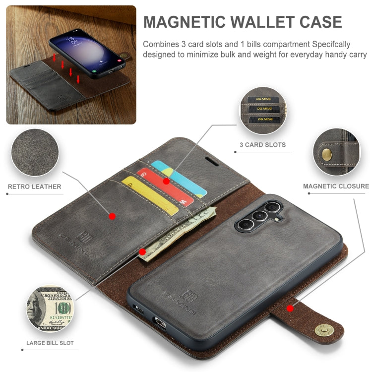 For Samsung Galaxy A55 5G DG.MING Crazy Horse Texture Detachable Magnetic Leather Case(Grey)