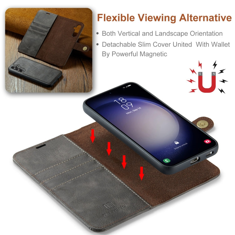 For Samsung Galaxy A55 5G DG.MING Crazy Horse Texture Detachable Magnetic Leather Case(Grey)