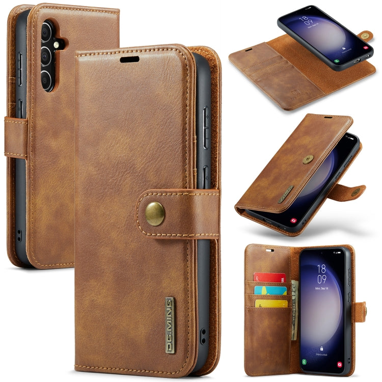 For Samsung Galaxy A55 5G DG.MING Crazy Horse Texture Detachable Magnetic Leather Case(Brown)