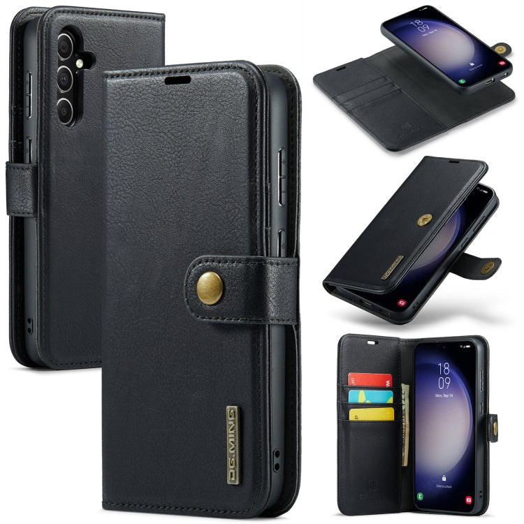 For Samsung Galaxy A55 5G DG.MING Crazy Horse Texture Detachable Magnetic Leather Case(Black)