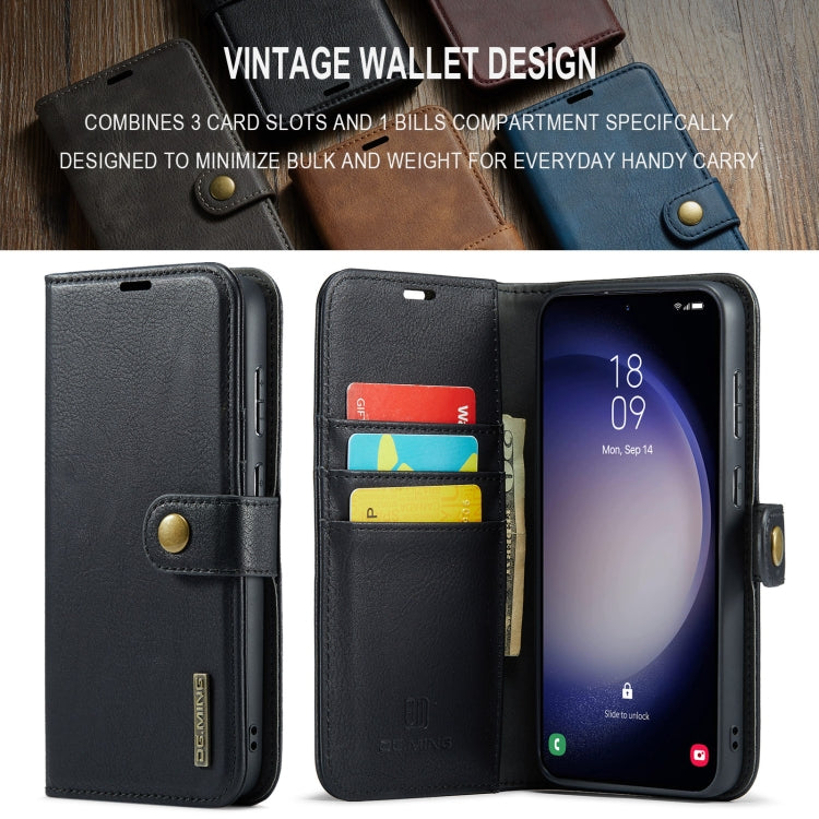 For Samsung Galaxy A55 5G DG.MING Crazy Horse Texture Detachable Magnetic Leather Case(Black)