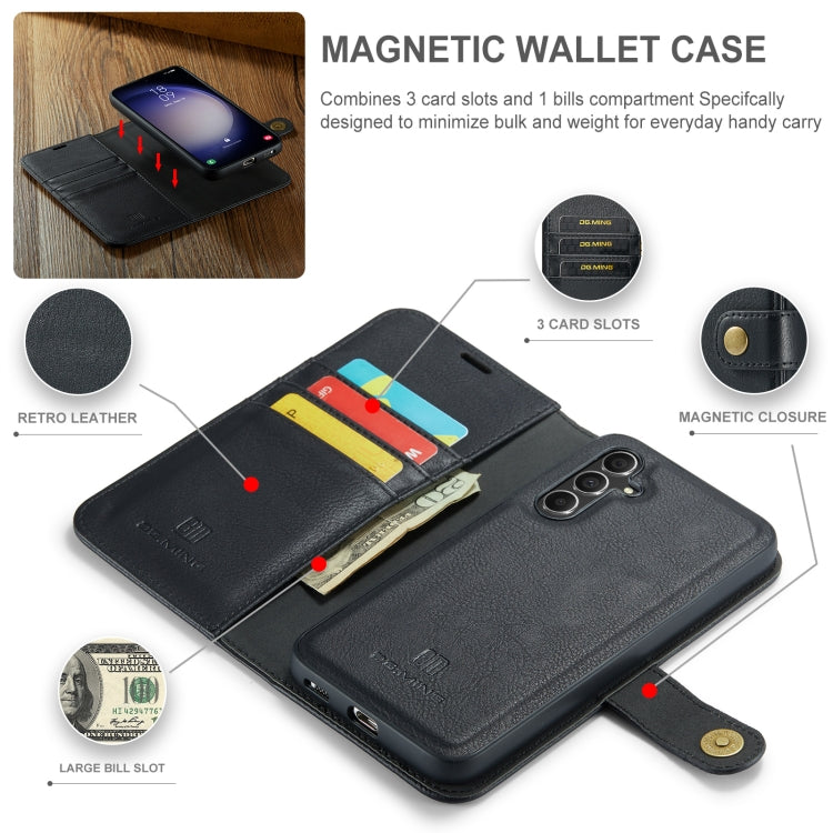 For Samsung Galaxy A55 5G DG.MING Crazy Horse Texture Detachable Magnetic Leather Case(Black)