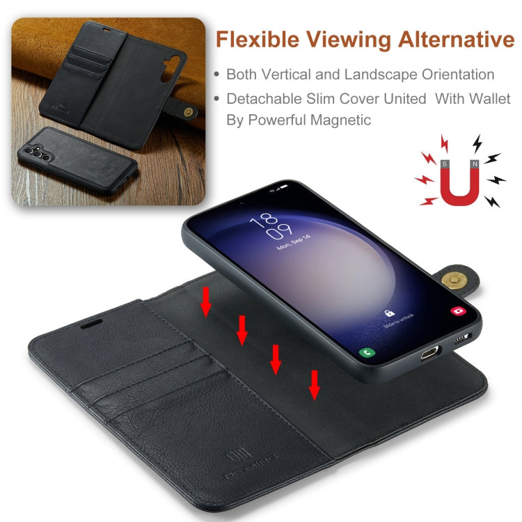 For Samsung Galaxy A55 5G DG.MING Crazy Horse Texture Detachable Magnetic Leather Case(Black)