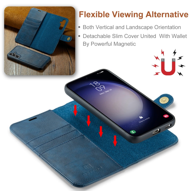 For Samsung Galaxy A55 5G DG.MING Crazy Horse Texture Detachable Magnetic Leather Case(Blue)