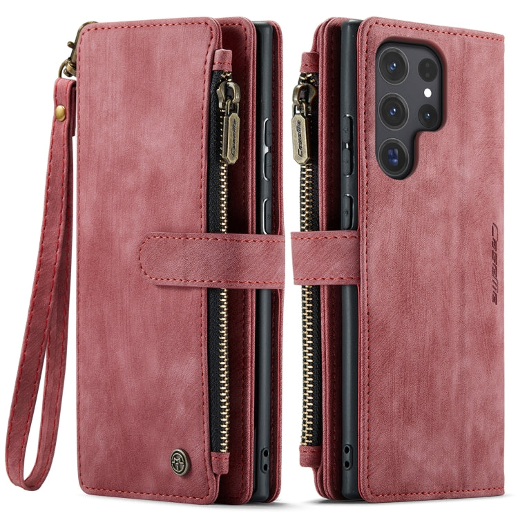 For Samsung Galaxy S24 Ultra 5G CaseMe C30 Card Slots Zipper Wallet Leather Phone Case(Red)