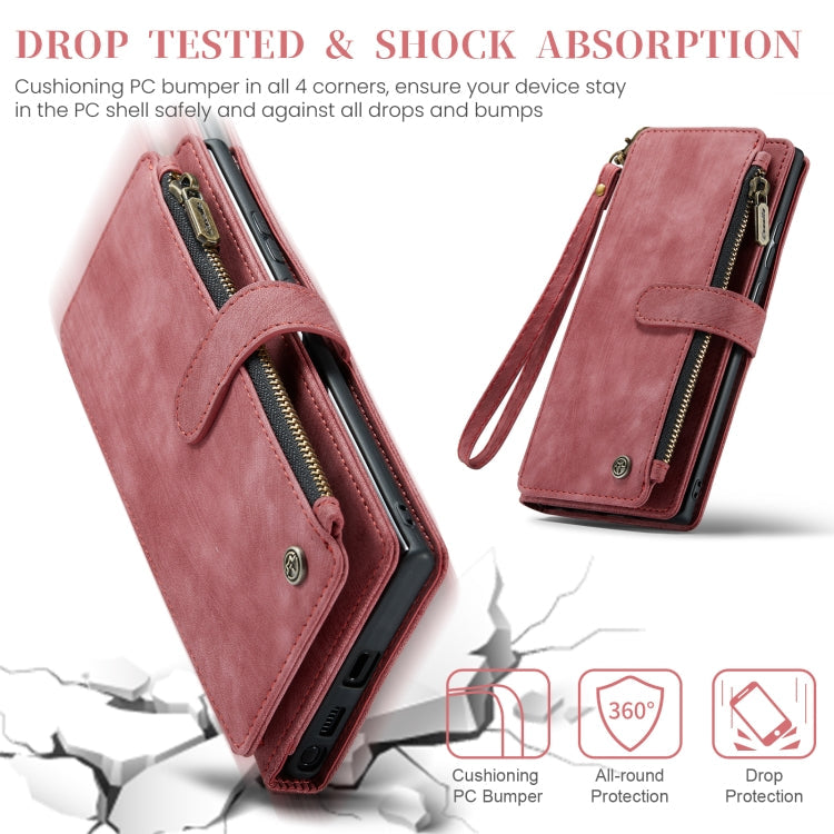 For Samsung Galaxy S24 Ultra 5G CaseMe C30 Card Slots Zipper Wallet Leather Phone Case(Red)