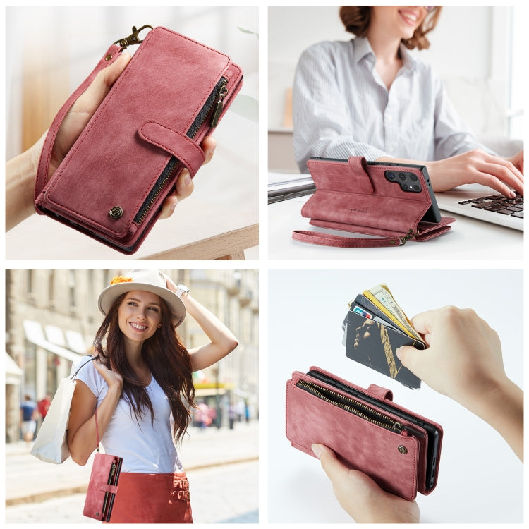 For Samsung Galaxy S24 Ultra 5G CaseMe C30 Card Slots Zipper Wallet Leather Phone Case(Red)
