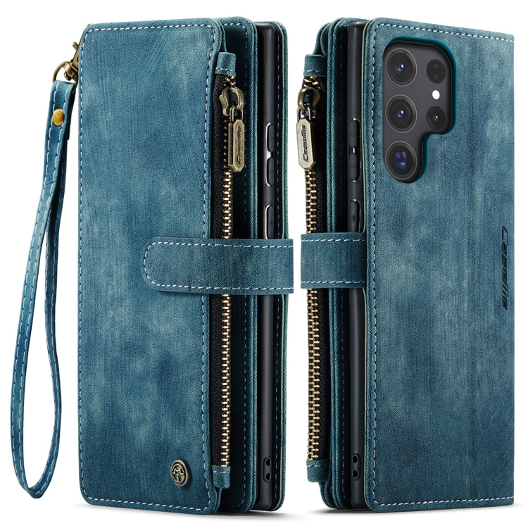 For Samsung Galaxy S24 Ultra 5G CaseMe C30 Card Slots Zipper Wallet Leather Phone Case(Blue)