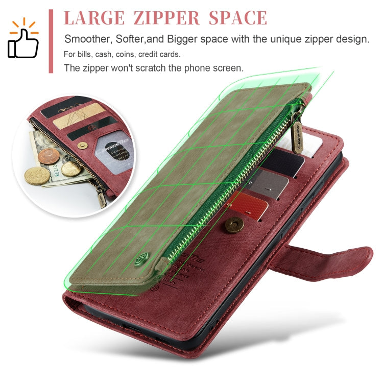 For Samsung Galaxy S24 5G CaseMe C30 Card Slots Zipper Wallet Leather Phone Case(Red)