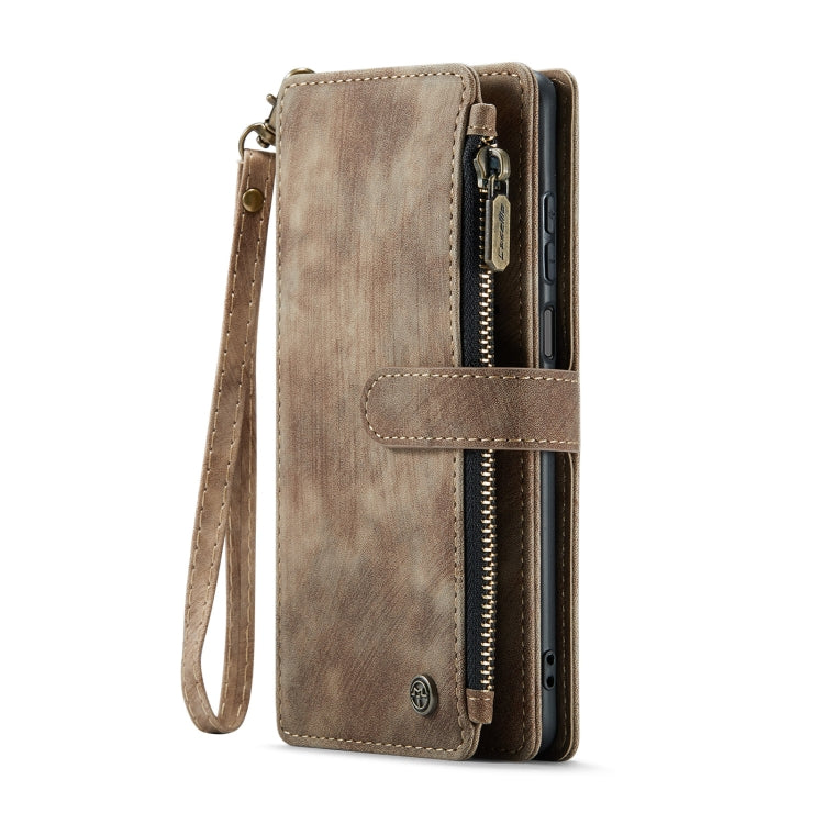 For Samsung Galaxy A25 4G CaseMe C30 Card Slots Zipper Wallet Leather Phone Case(Brown)
