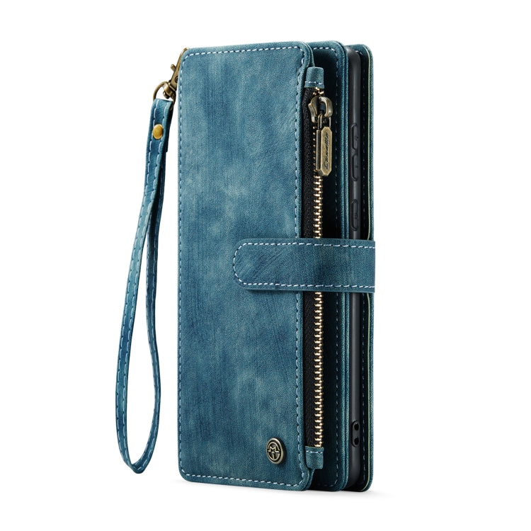 For Samsung Galaxy A55 5G CaseMe C30 Card Slots Zipper Wallet Leather Phone Case(Blue)