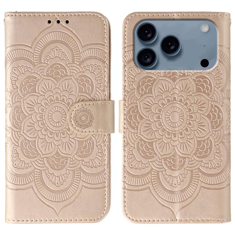 Sun Mandala Embossing Leather Phone Case, For iPhone 16e / 17e, For iPhone 17 Pro Max, For iPhone 17 Pro
