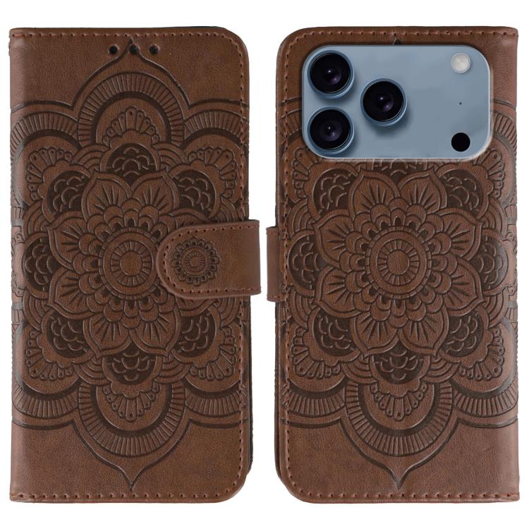 Sun Mandala Embossing Leather Phone Case, For iPhone 16e / 17e, For iPhone 17 Pro Max, For iPhone 17 Pro