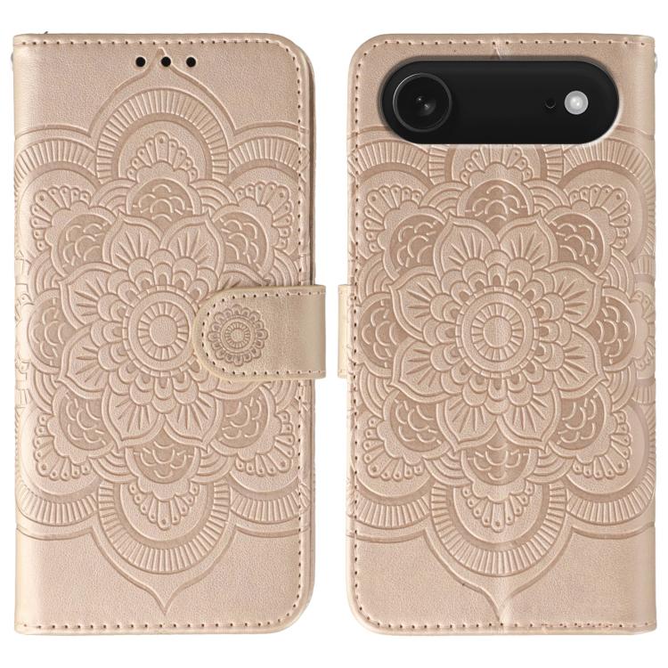 Sun Mandala Embossing Leather Phone Case, For iPhone 17, For iPhone Air, For iPhone 15 Pro Max