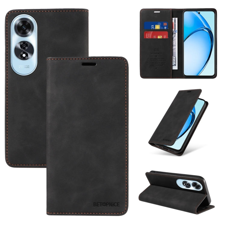 For OPPO A60 4G Global BETOPNICE Suction RFID Anti-theft Leather Phone Case(Black)