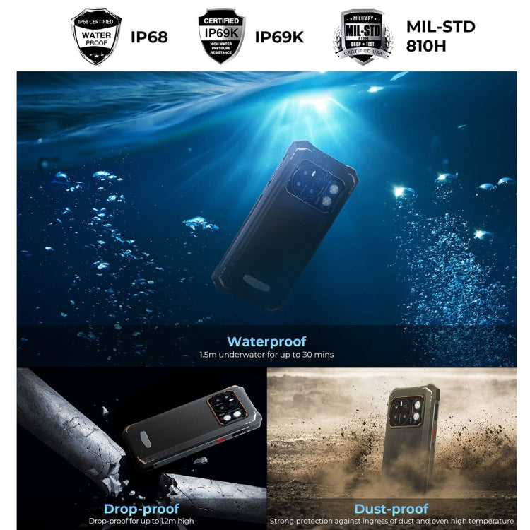[HK Warehouse] HOTWAV CYBER 13 Pro, 12GB+256GB, IP68/IP69K Rugged Phone, 10800mAh, 6.6 inch Android 13 UNISOC T619 Octa Core, Network: 4G, NFC, OTG(Orange)